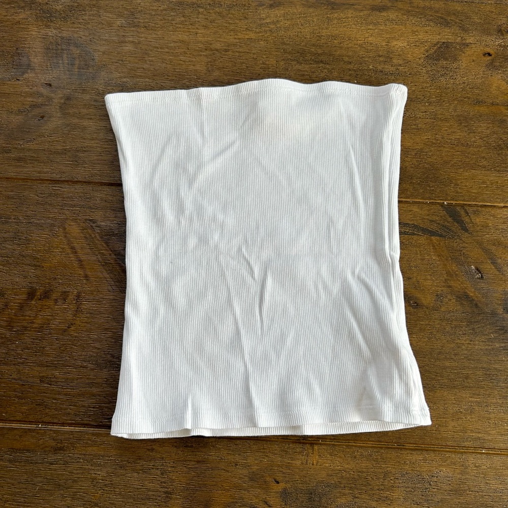 H&M White Ribbed Tube Top Sz S